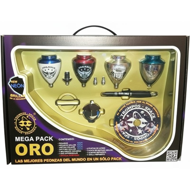 Mega Pack ORO NEON - Maletín - Trompos SPACE ▷ Comprar en 441Malabares