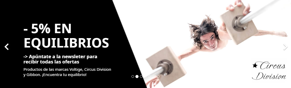 Descuento del 5% en aparatos para hacer equilibrios con el código BLACKCIRCUS