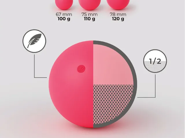 Corte de una pelota rusa SRX: cubierta blanda rellena de arena hasta la mitad